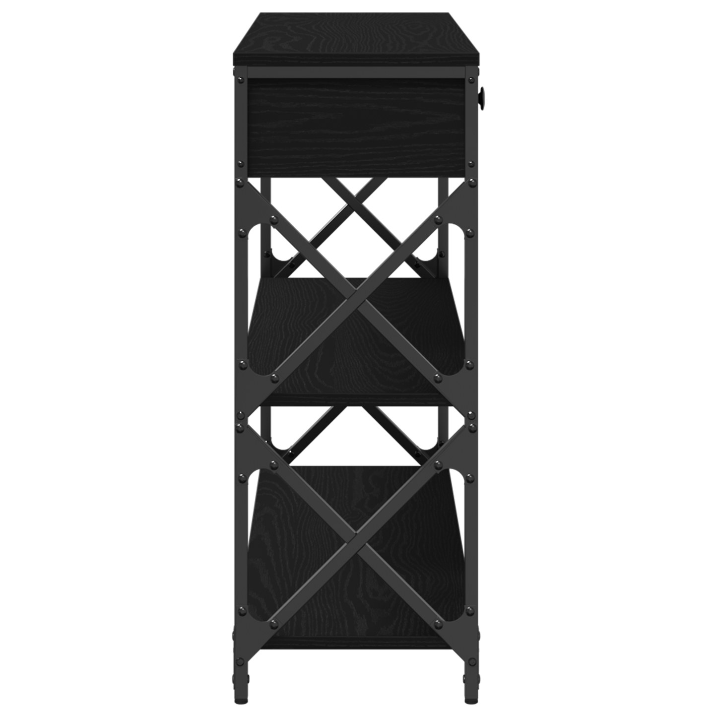 Konsolbord Sort Eg 100X28X75 Cm Konstrueret Træ & Stål