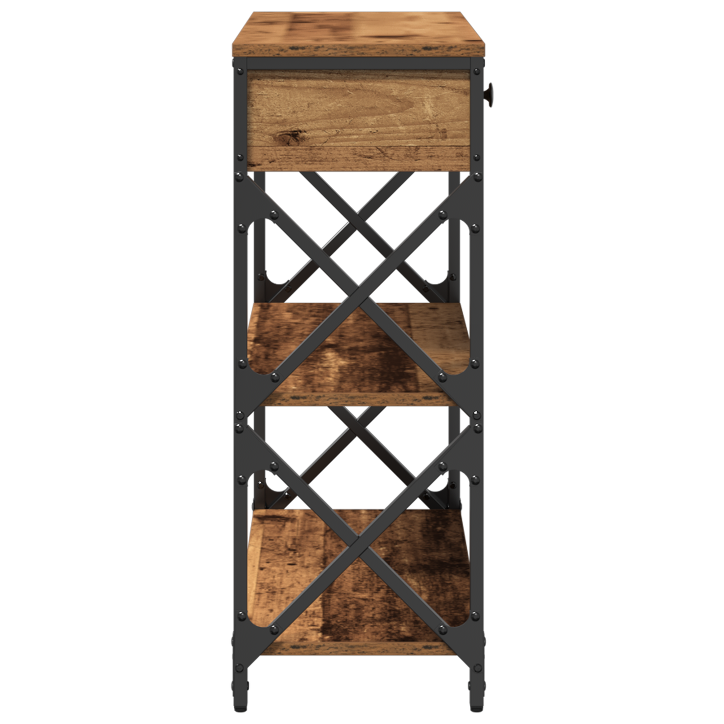 Konsolbord Gammelt Træ 75X28X75 Cm Ingeniørtræ Og Stål