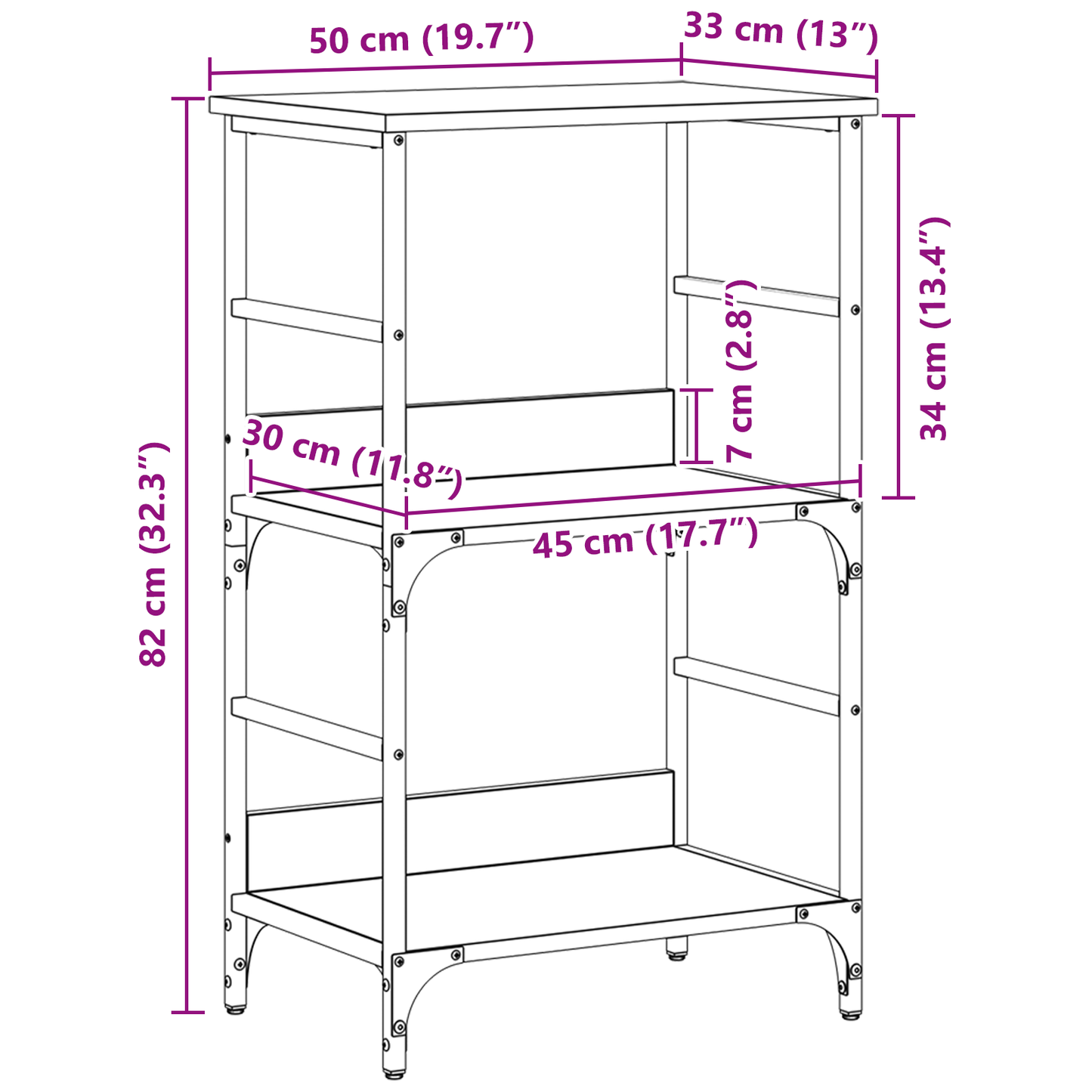 Bogreol Sort Eg 50X33X188.5Cm Ingeniørtræ