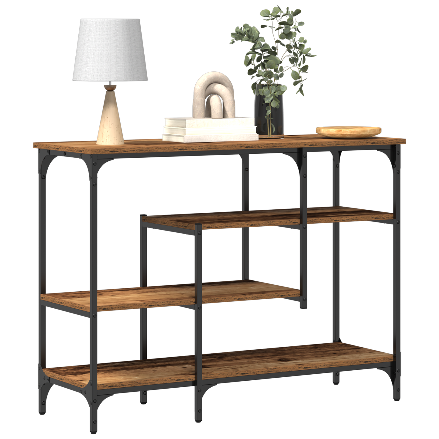 Konsolbord Gammelt Træ 100X35X75 Cm Ingeniørtræ Og Stål