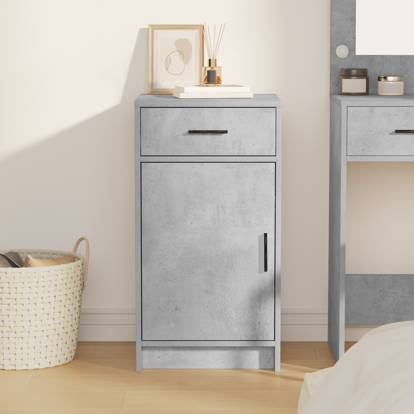 Sideboard Med Skuffe Betongrå 40 X 40.5 X 75 Cm Konstrueret Træ