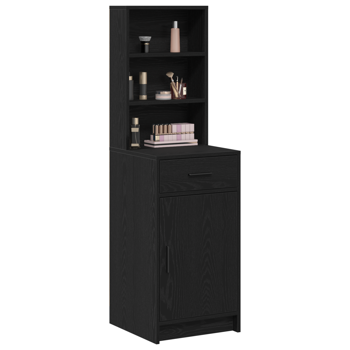 Highboard Med Skuffe Sort Eg 40 X 40,5 X 135 Cm Konstrueret Træ