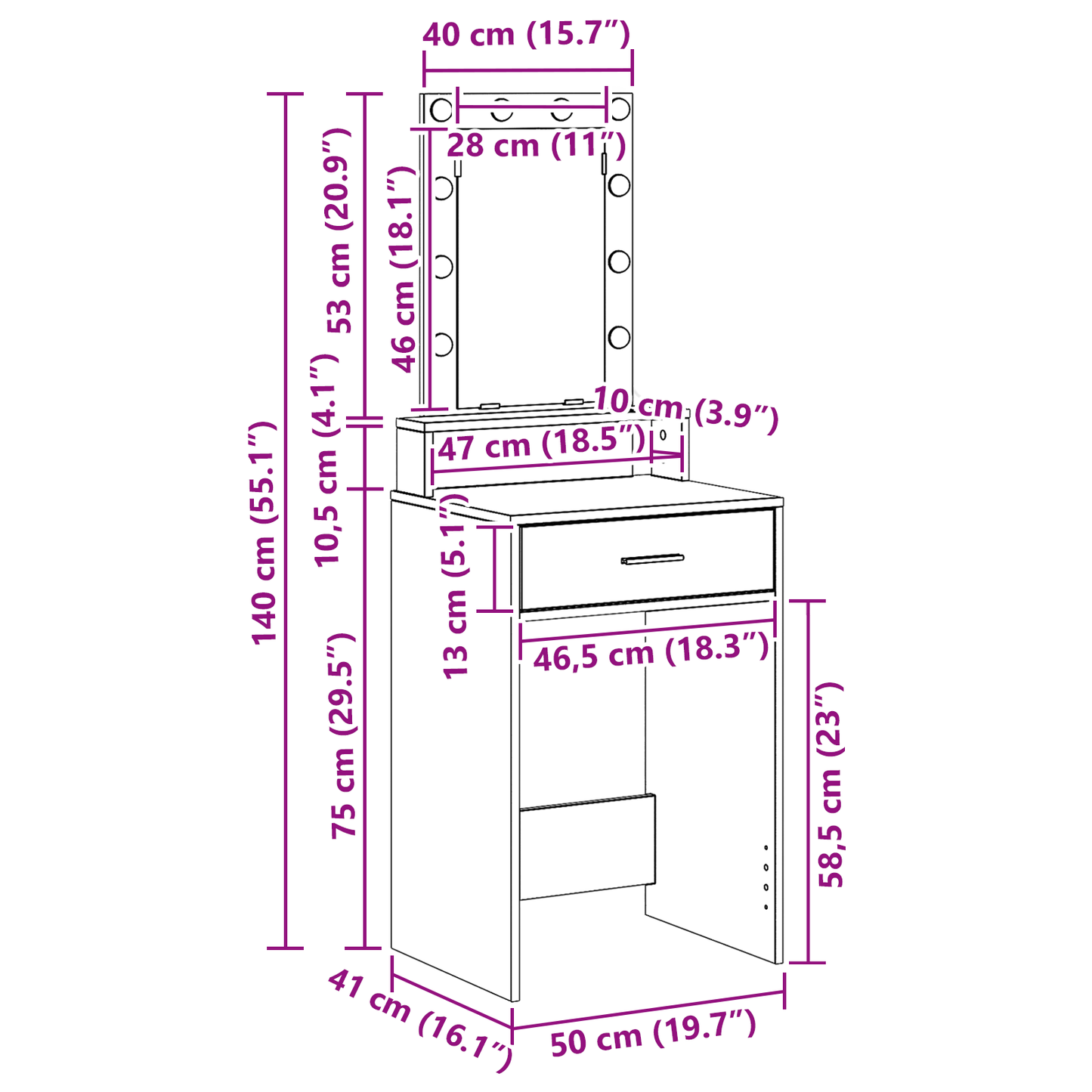 Klædeskab Med Skuffe Grå 50 X 41 X 140 Cm Konstrueret Træ