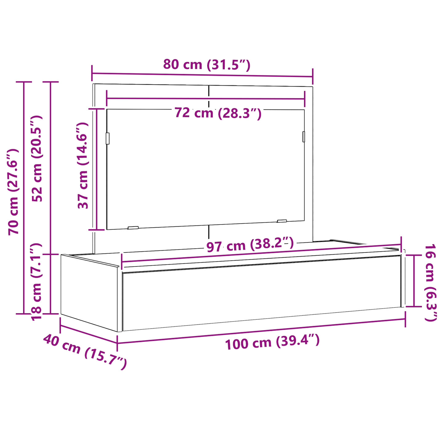 Klædeskab Med Skuffe Sort 100 X 40 X 70 Cm Konstrueret Træ