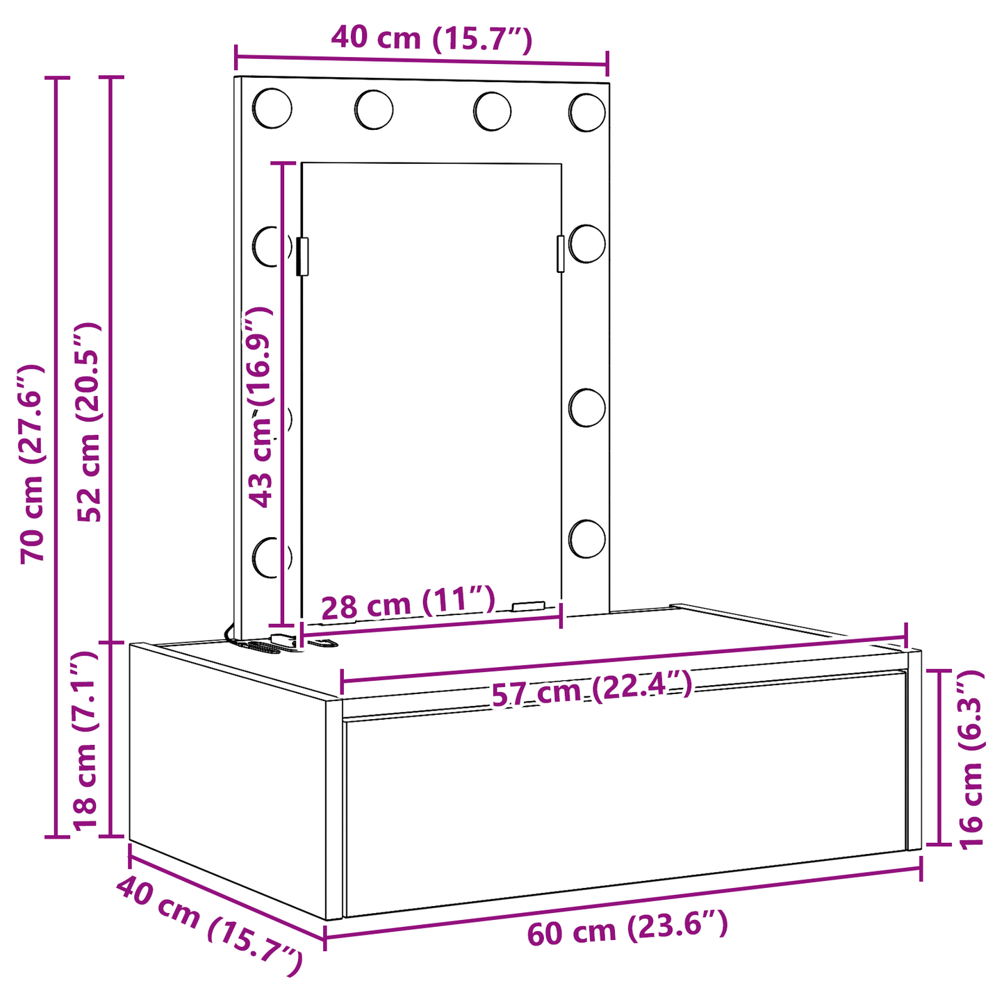 Klædeskab Med Skuffe Sort 60 X 40 X 70 Cm Konstrueret Træ