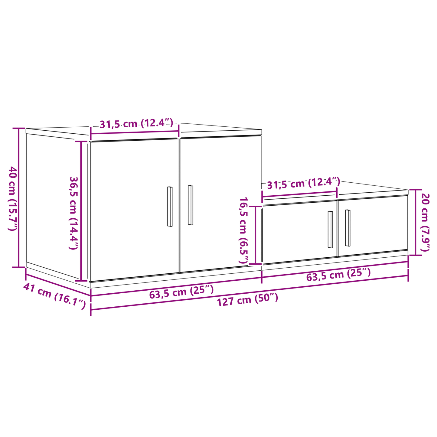 Opbevaringsskab Gamle Træ 127X41X40 Cm Ingeniørtræ