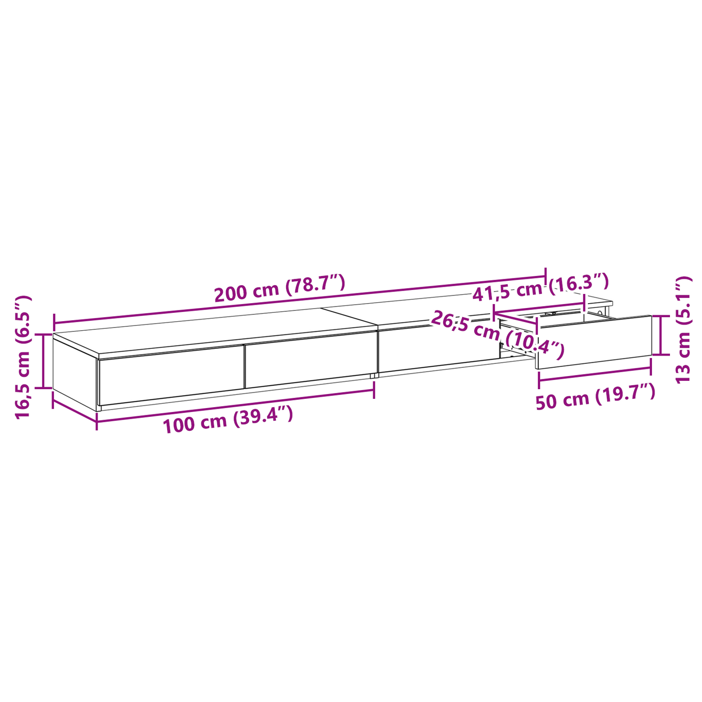 Sengekufferter Beton Grå 200X36,5X16,5 Cm Kontruktionstræ