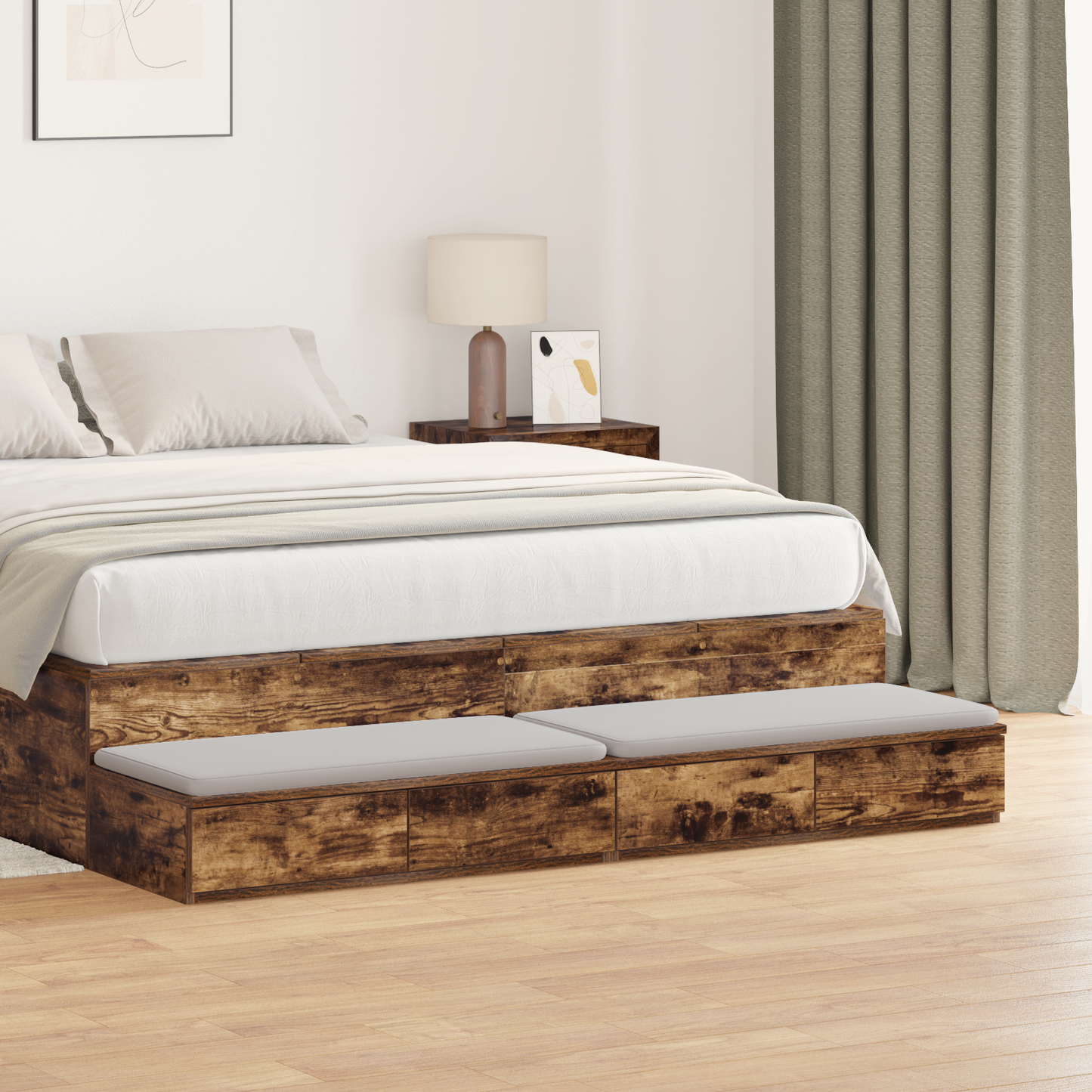 Sengekufferter Røget Eg 135X36,5X16,5 Cm Bygget I Træ