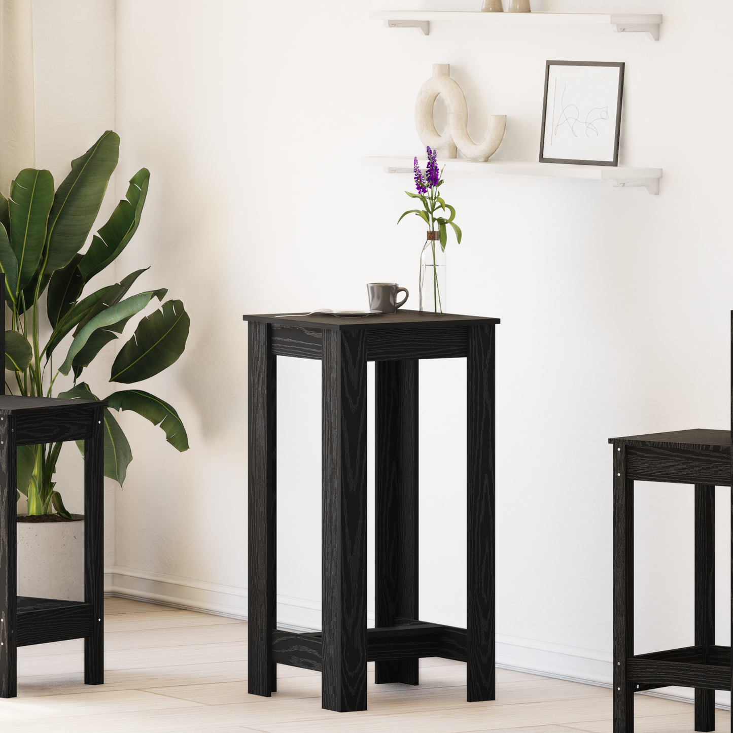 Bar Bord Sort Egetræ Konstrueret Træ 51X50X103,5 Cm