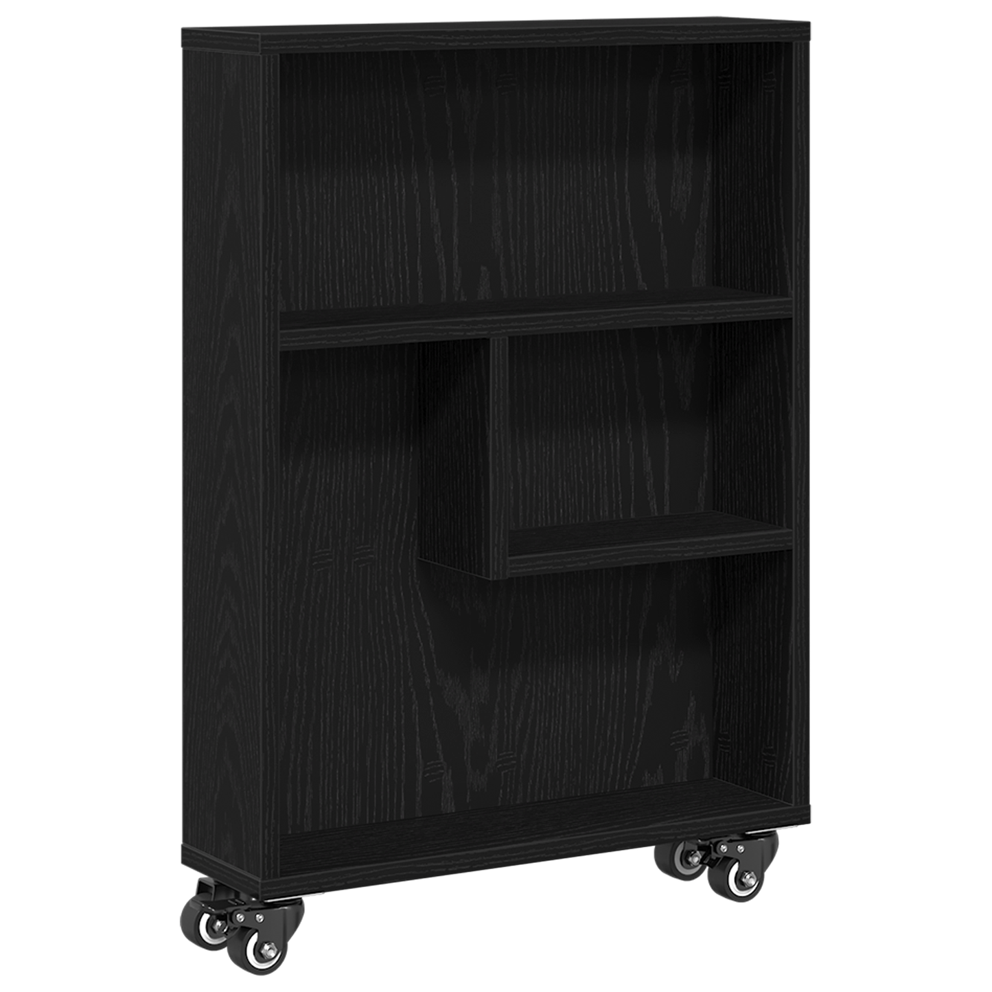 Smal Opbevaringsvogn Sort Eg 48X13X68 Cm Konstrueret Træ