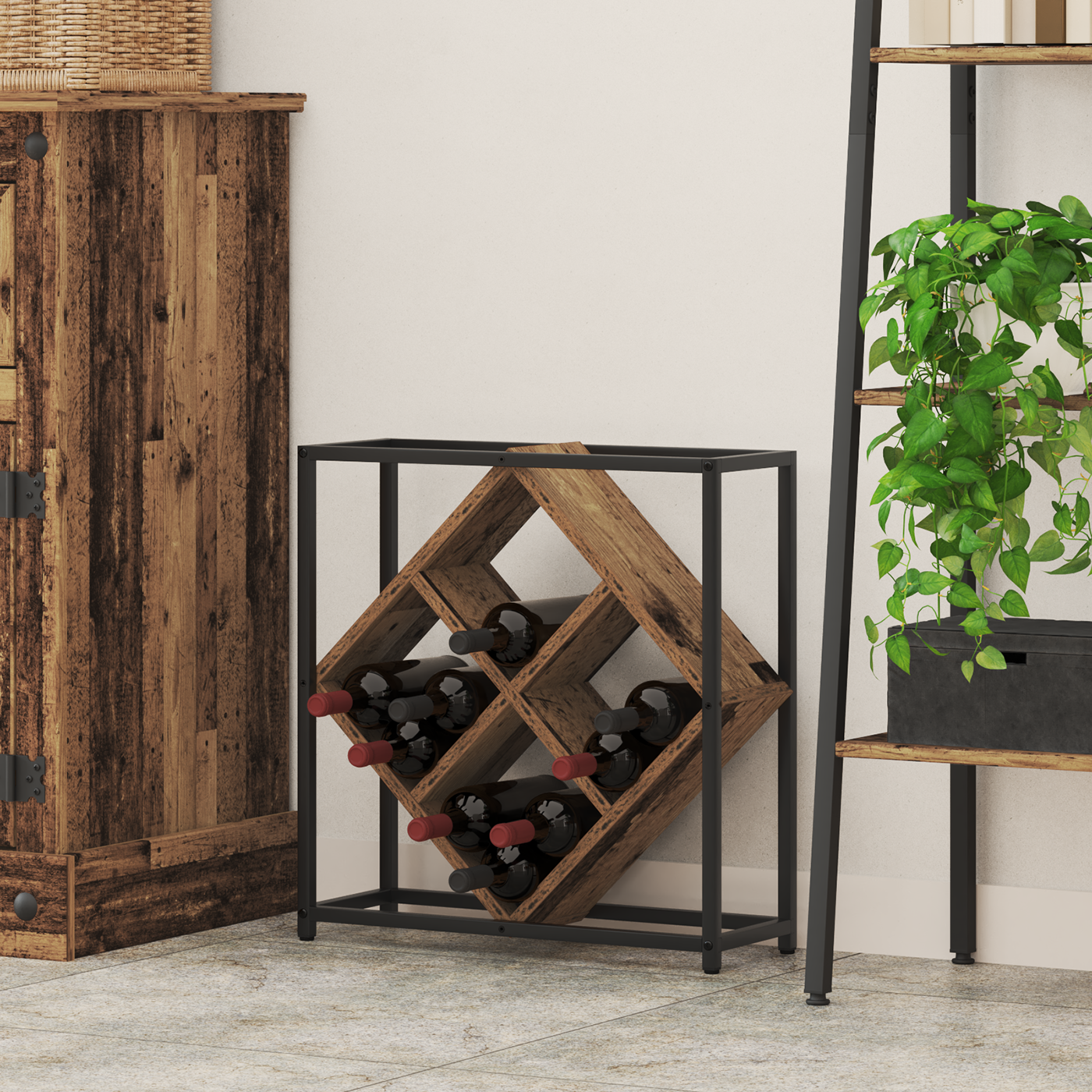Vinreol Gammelt Træ 51X18X52,5 Cm Ingeniørtræ