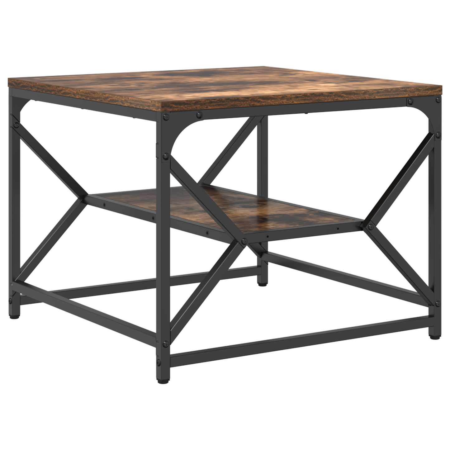 Sofabord Med Hylde I Røget Eg 51X50X40 Cm I Ingeniørtræ