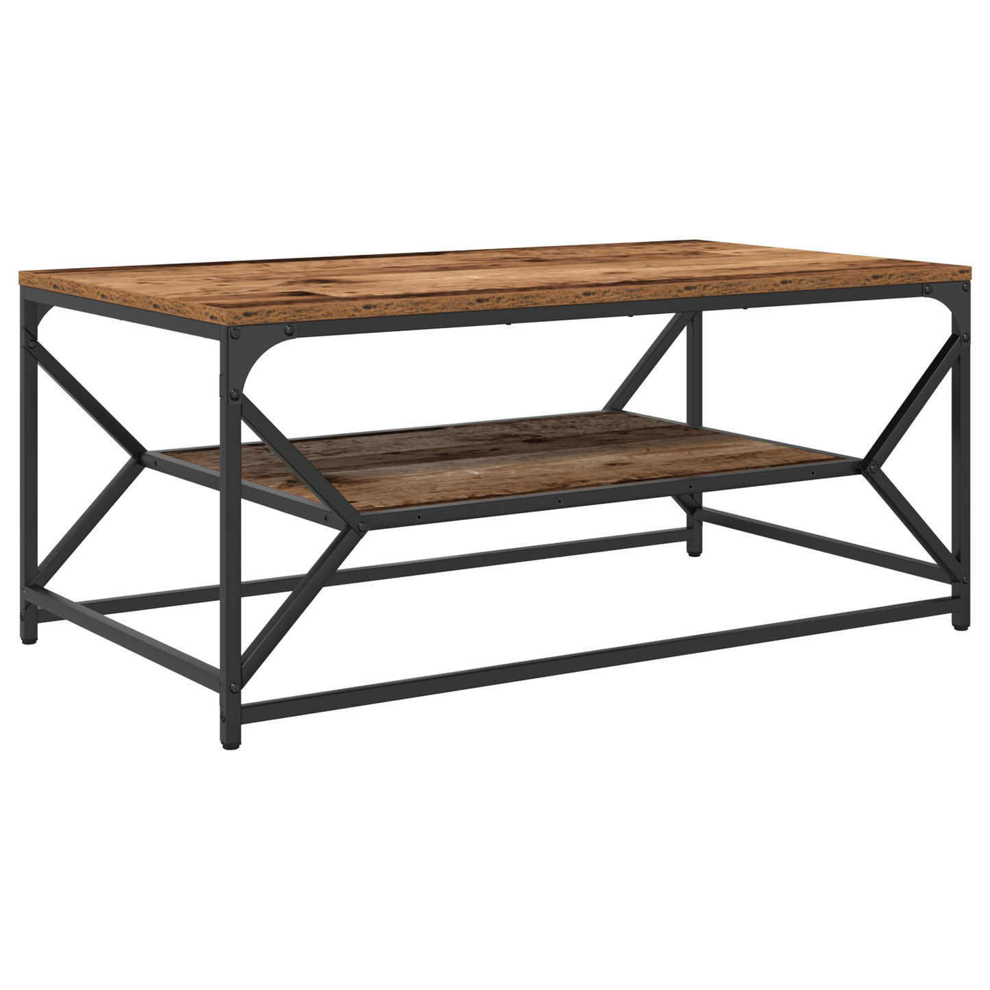 Sofabord Med Hylde I Gammelt Træ 90X50X40 Cm - Konstrueret Træ
