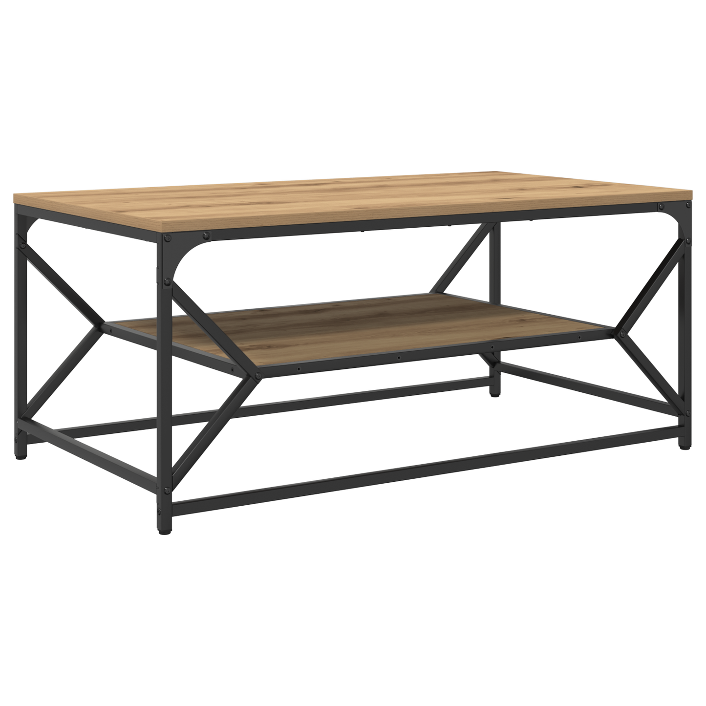 Sofabord Med Hylde I Artisan Eg 90X50X40 Cm Lavet Af Træ