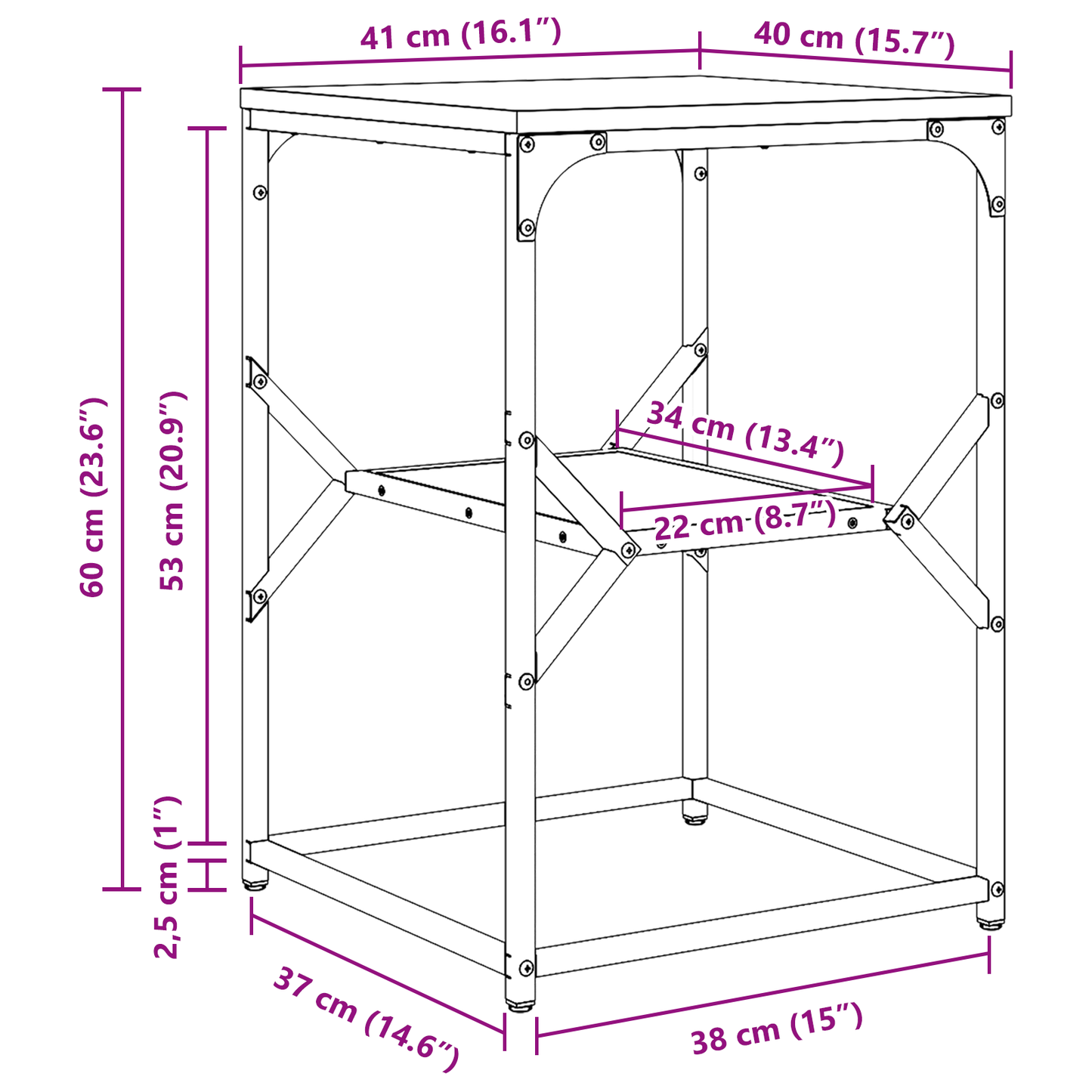 Sidetable Sonoma Eg 41X40X60 Cm Konstrueret Træ