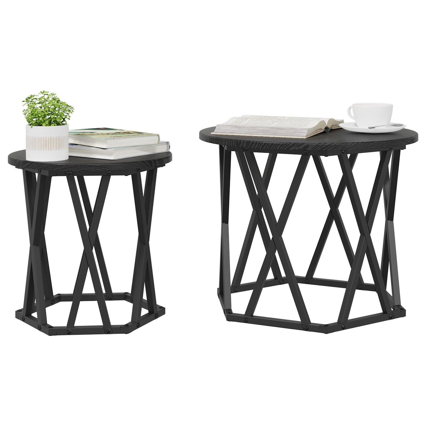 Nesting Side Tables 2 Stk Sort Eg Trækomposit