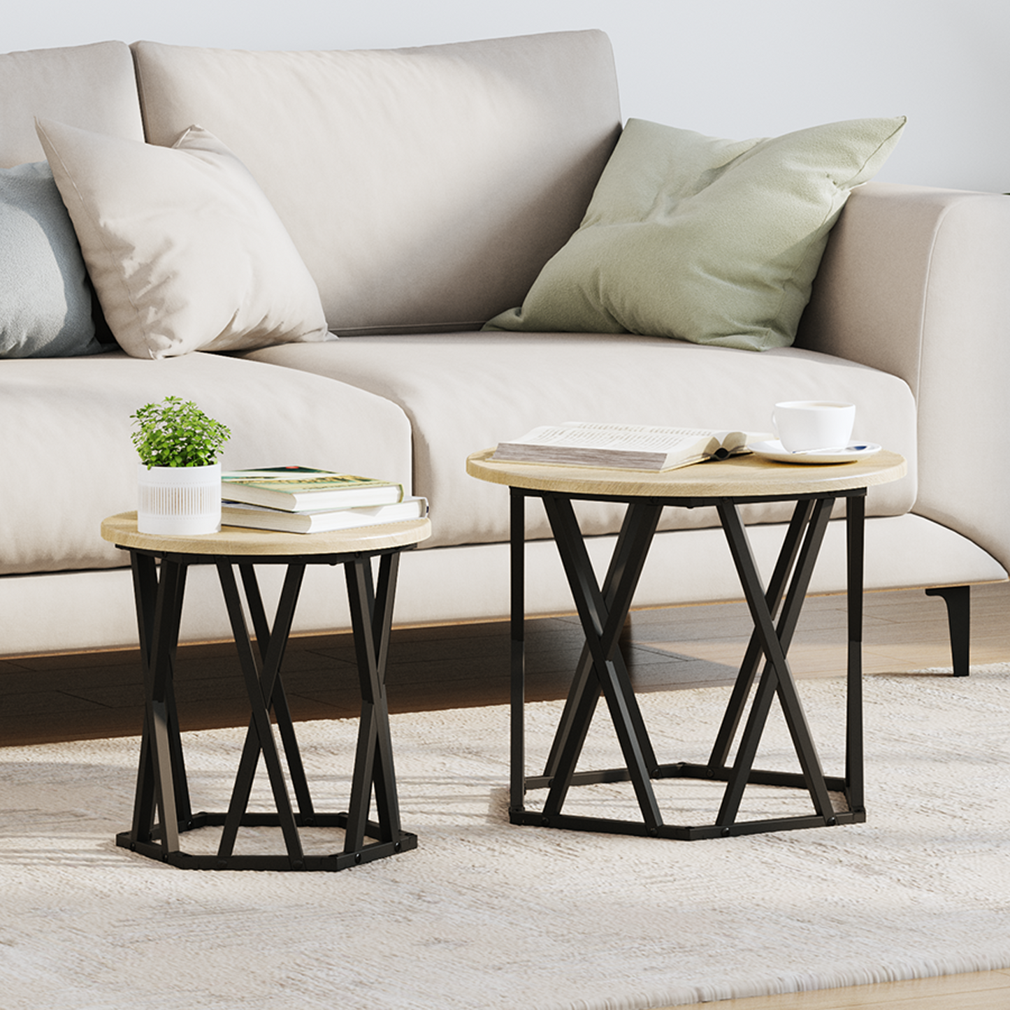 Nesting Side Tables 2 Pcs Sonoma Oak Engineered Wood