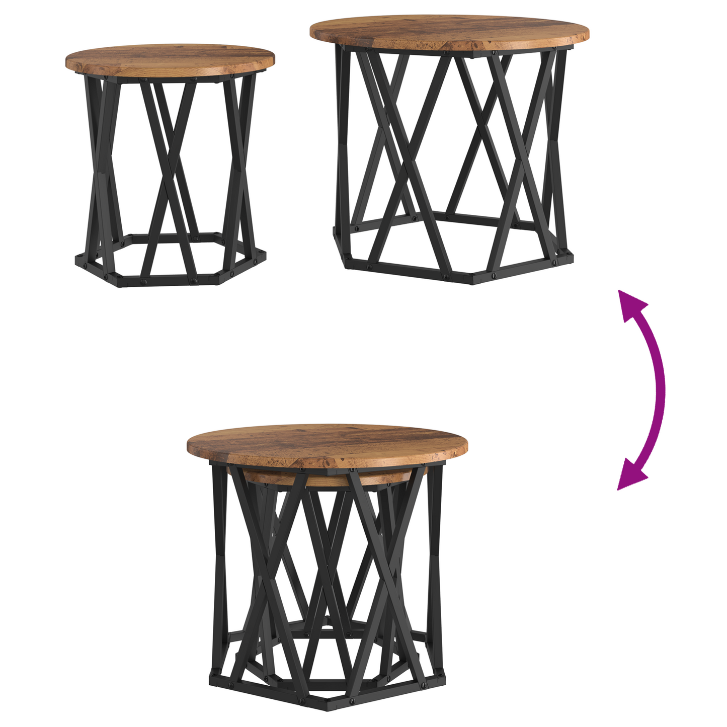 Nesting Side Tables 2 Stk Gammelt Træ Ingeniørtræ