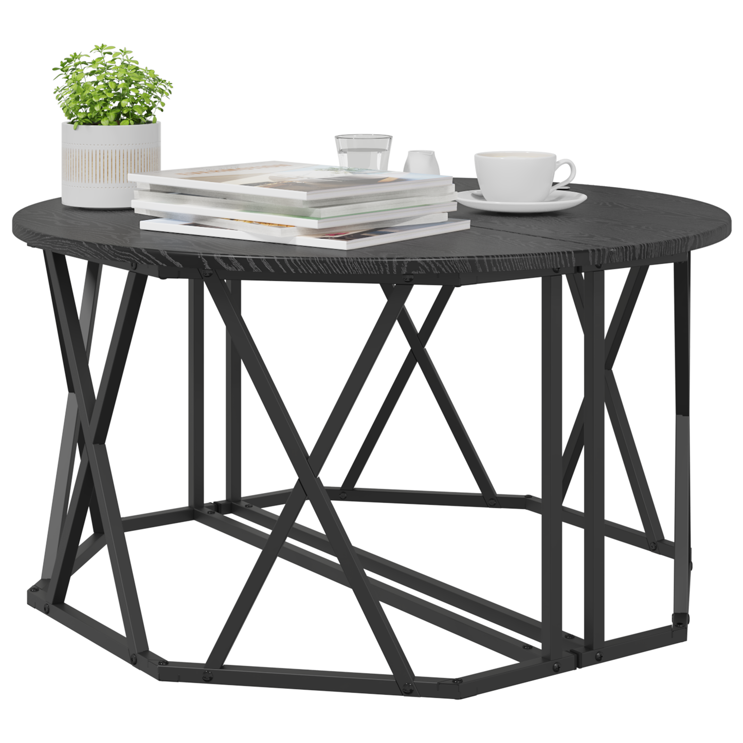 Kaffebord I Sort Eg - 80X80X42 Cm I Konstrueret Træ