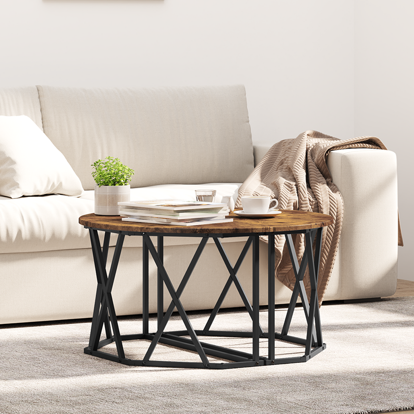 Sofabord I Røget Eg 80X80X42 Cm Ingeniørtræ