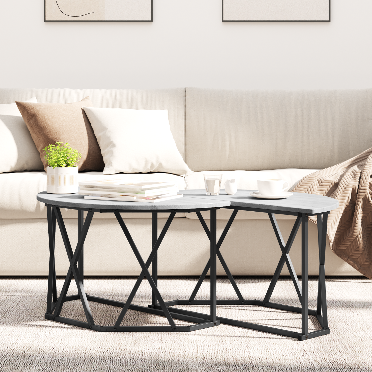 Grå Sonoma Kaffebord 80X80X42 Cm Lavet Af Ingeniørtræ