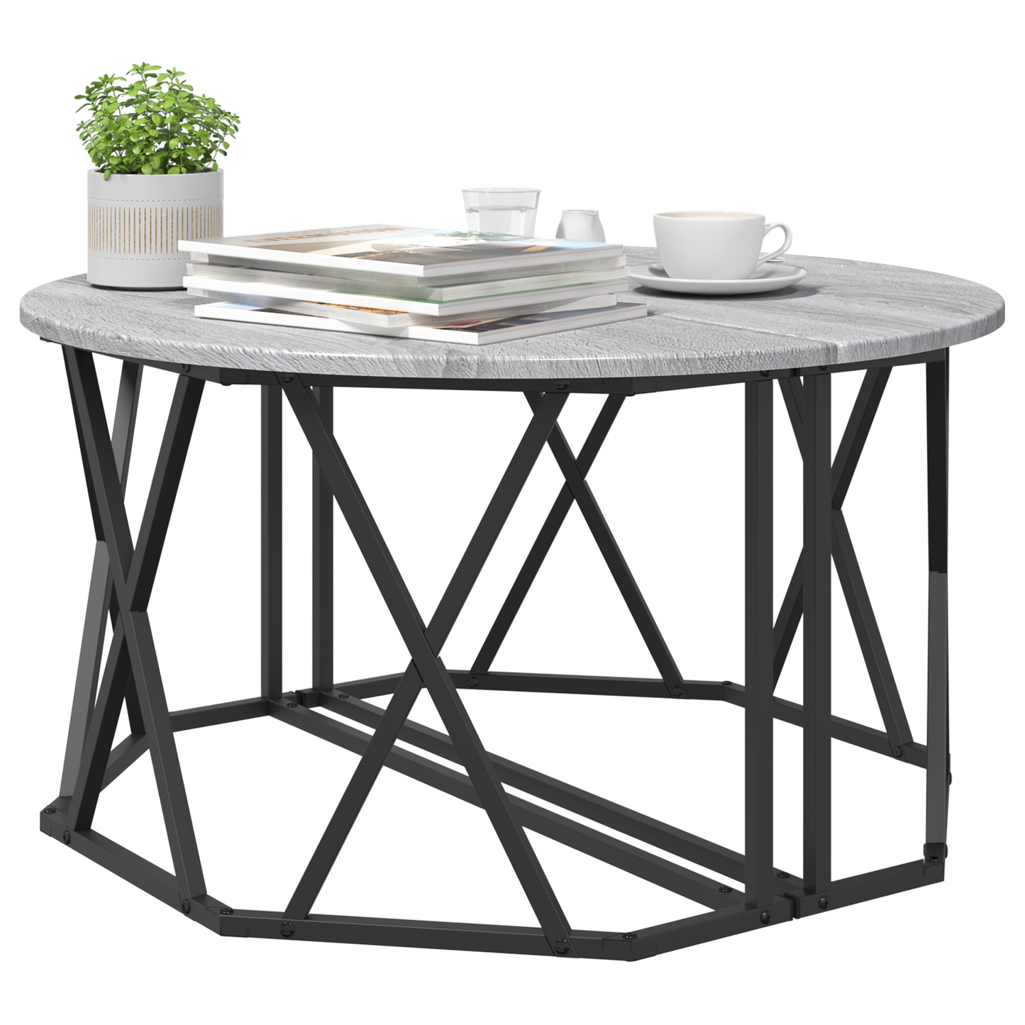 Grå Sonoma Kaffebord 80X80X42 Cm Lavet Af Ingeniørtræ