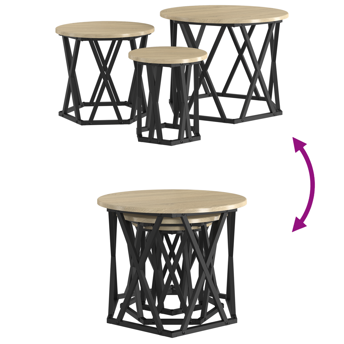 Nesting Side Tables 3 Pcs Sonoma Eg Konstrueret Træ