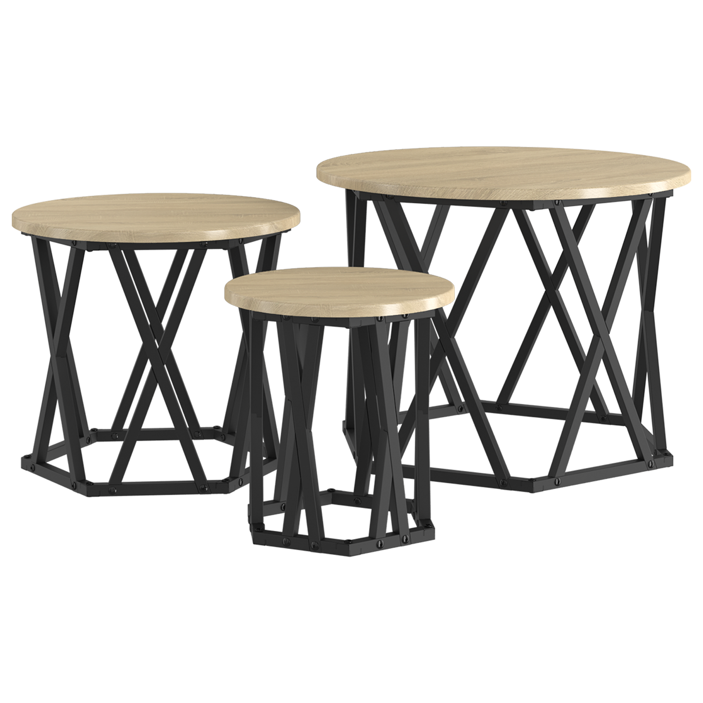 Nesting Side Tables 3 Pcs Sonoma Eg Konstrueret Træ