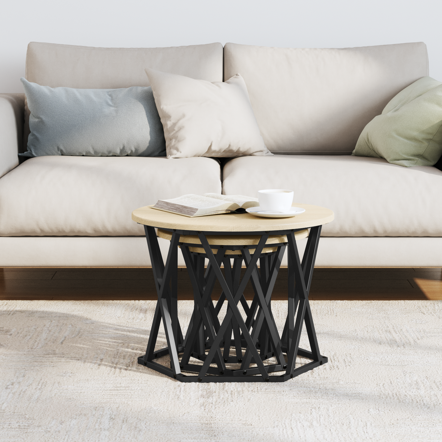Nesting Side Tables 3 Pcs Sonoma Eg Konstrueret Træ
