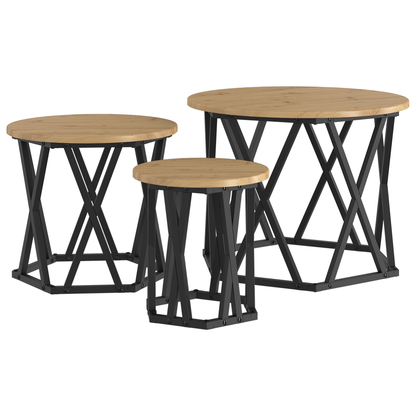 Nesting Side Tables 3 Pcs Artisan Oak Engineered Wood