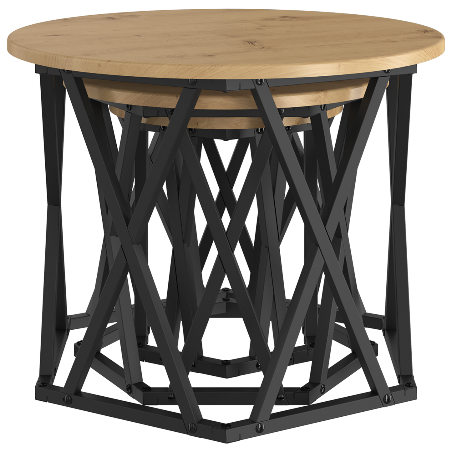 Nesting Side Tables 3 Pcs Artisan Oak Engineered Wood