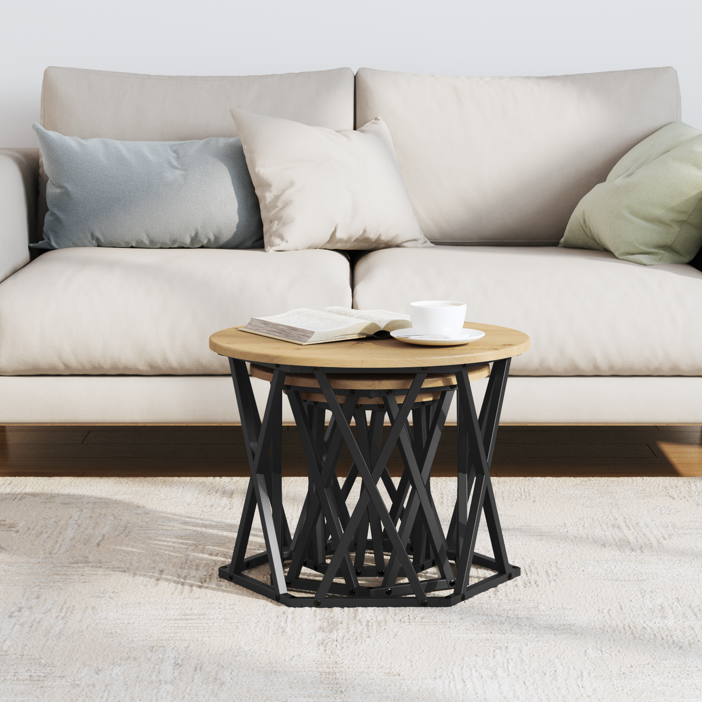 Nesting Side Tables 3 Pcs Artisan Oak Engineered Wood