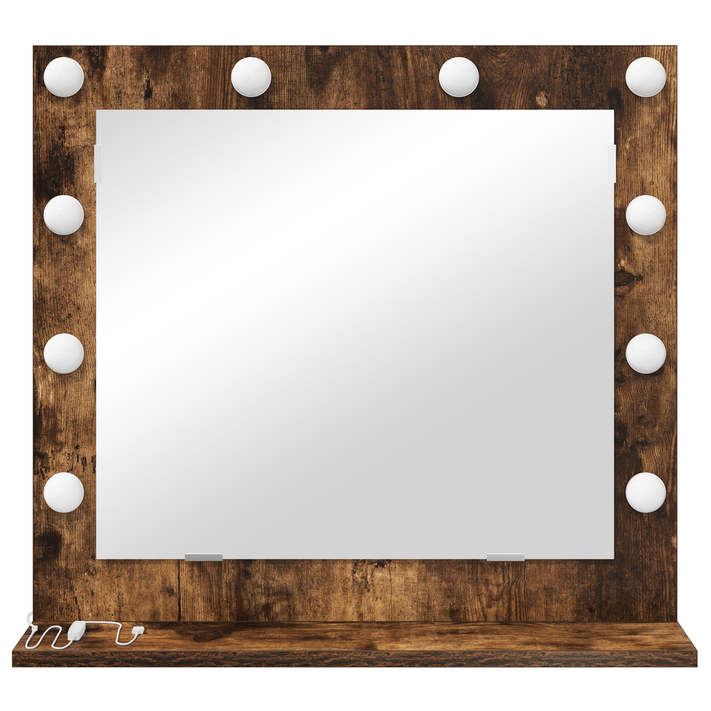 Vaskeskab Spejl Med Led -strimmellys Røget Eg 60 X 55 X 18 Cm - Billede 3