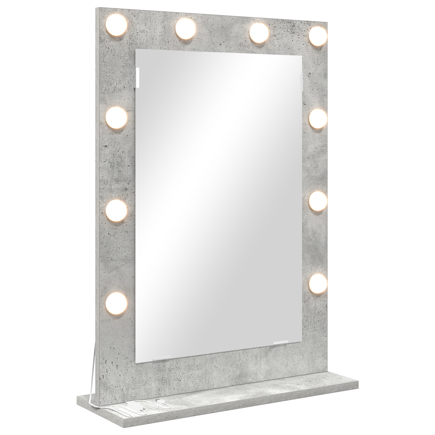 Vaskeskab Spejl Med Led -strimmellys Beton Grå 70 X 50 X 18 Cm - Billede 2