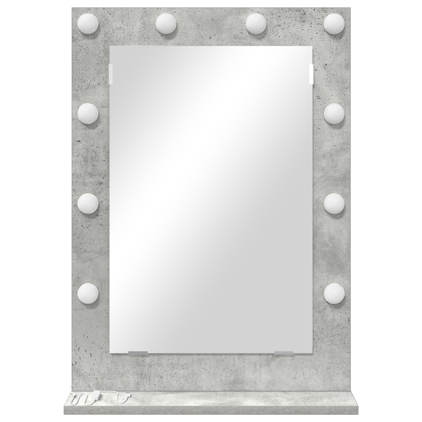 Vaskeskab Spejl Med Led -strimmellys Beton Grå 70 X 50 X 18 Cm - Billede 3