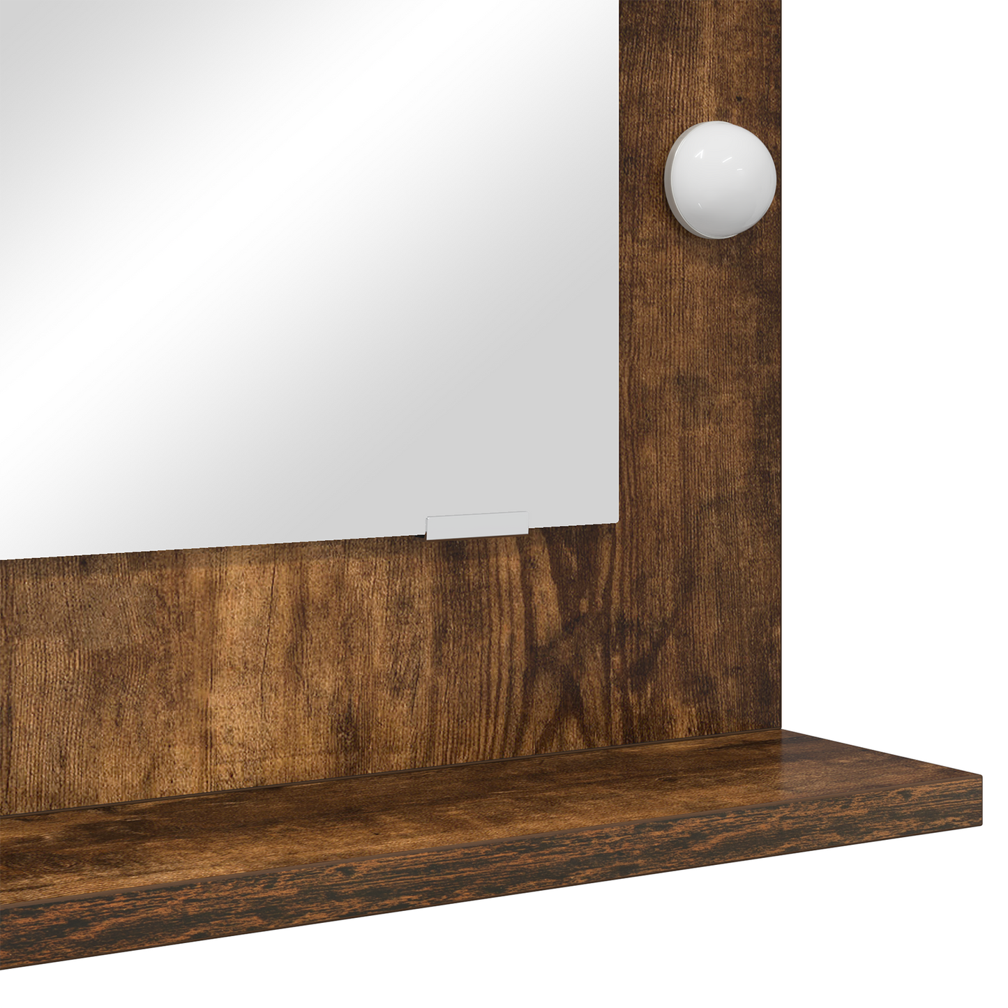 Vaskeskab Spejl Med Led -strimmellys Røget Eg 70 X 50 X 18 Cm - Billede 6