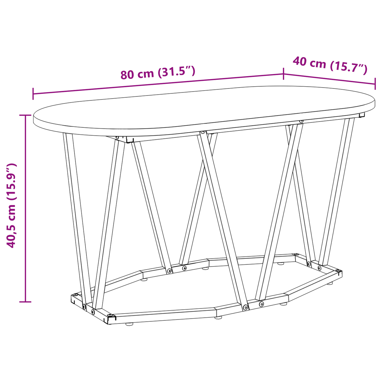Kaffebord Sort Eg 80X40X40,5 Cm Lavet I Træ Og Metal