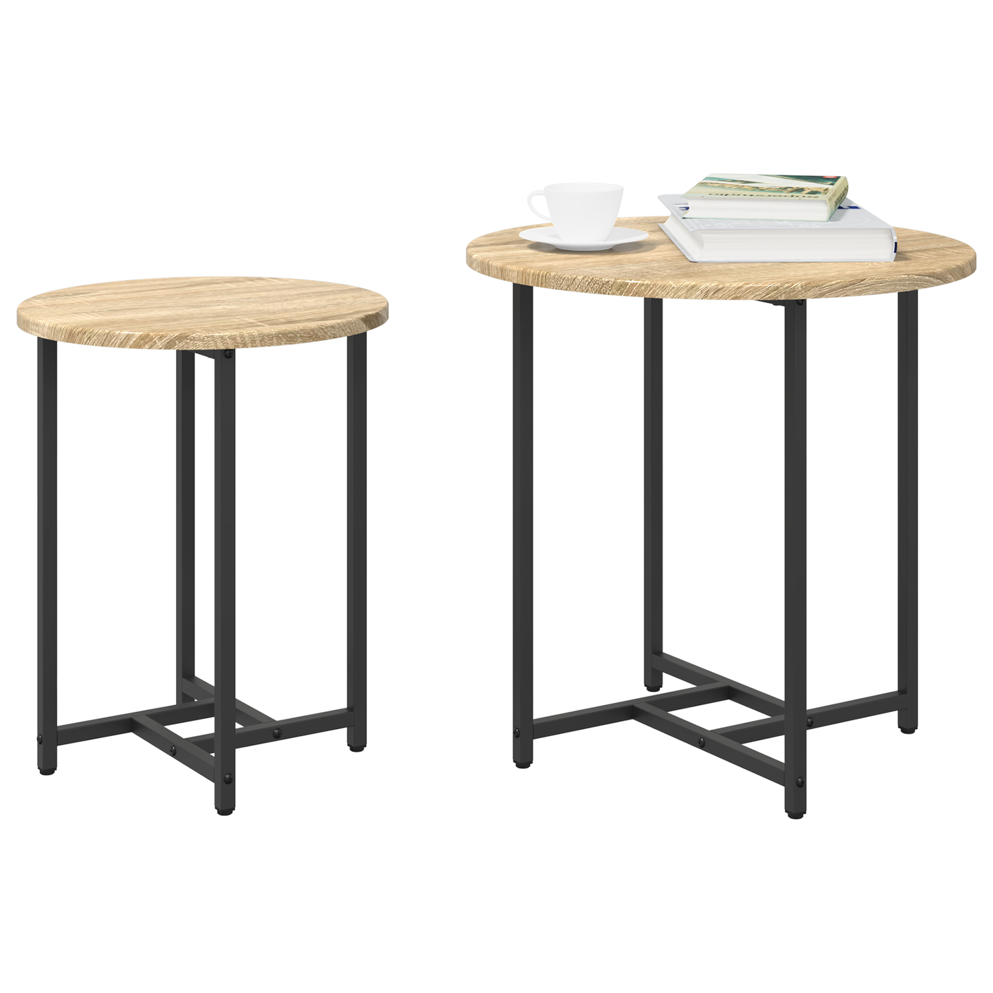 Sidebord 2 Stk Sonoma Eg Forarbejdet Træ Og Metal