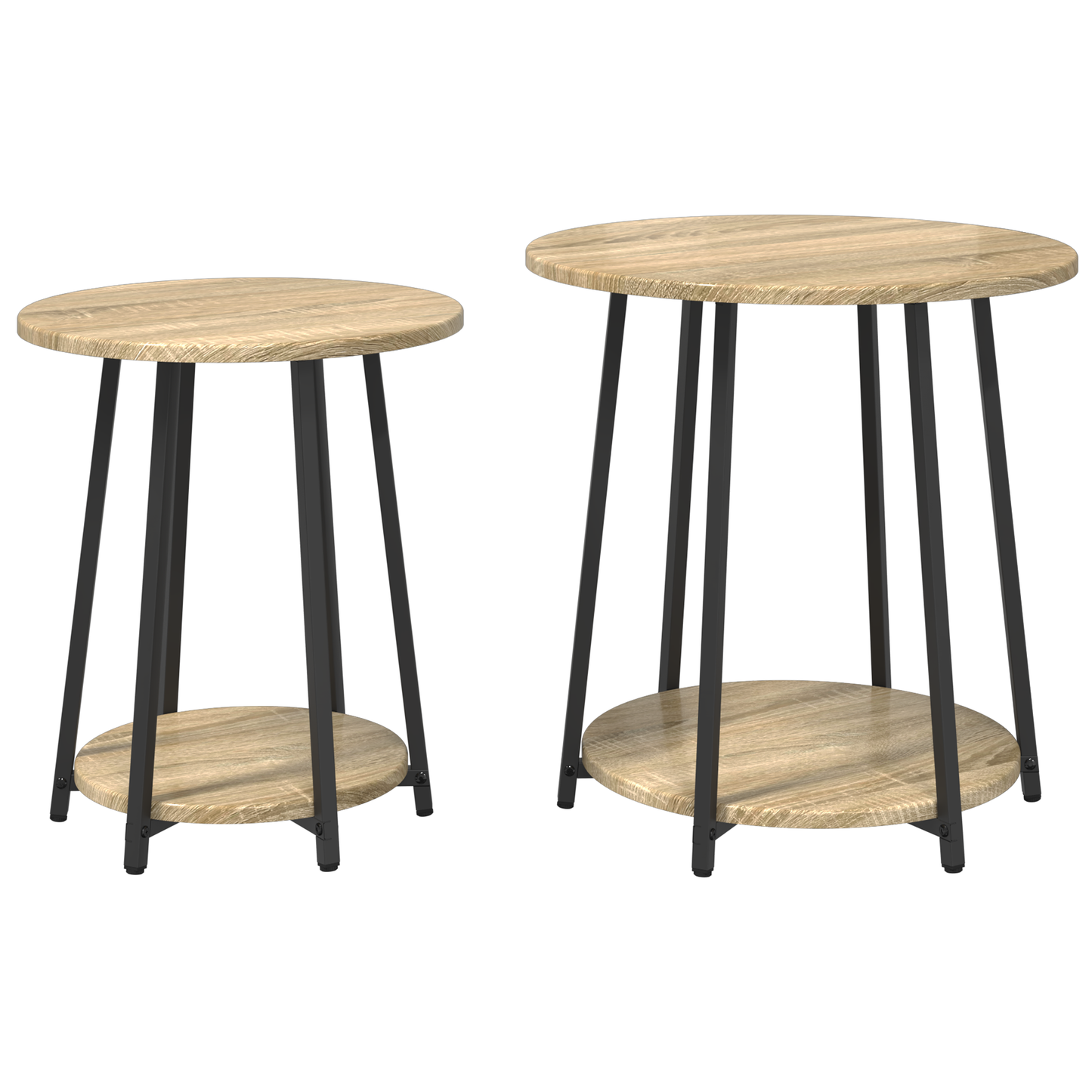 Sofabord 2 Stk Sonoma Eg Laminat Og Metal