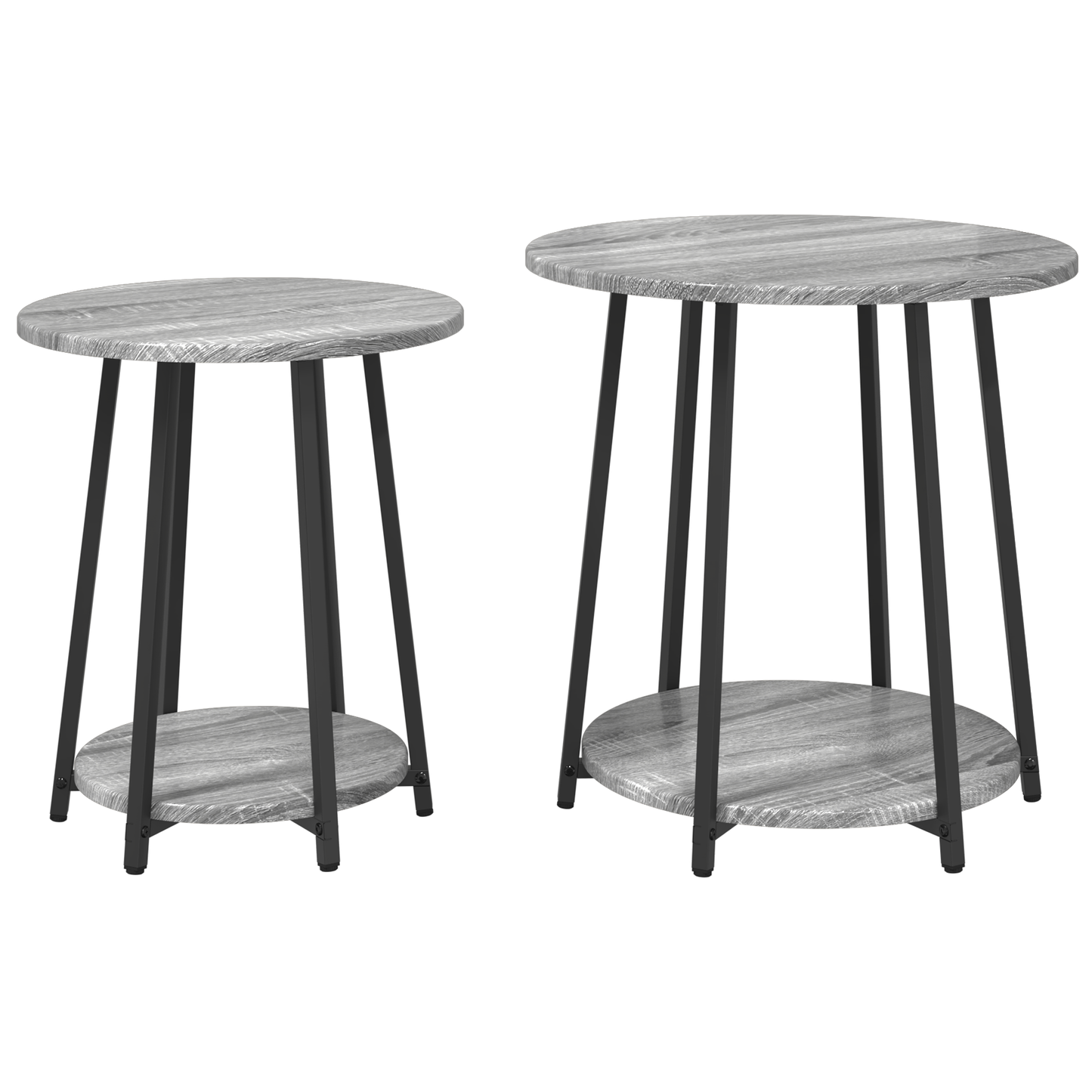Sidebord 2 Stk Grå Sonoma Ingeniørtræ Og Metal