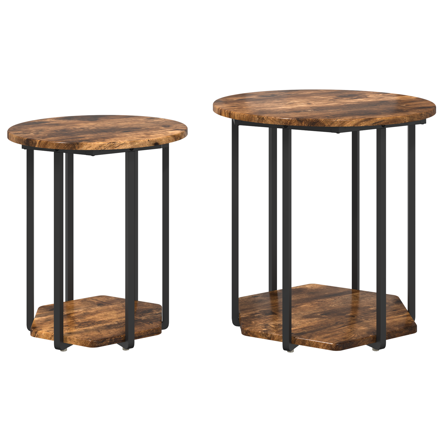 Sidebord 2 Stk Røget Eg Konstrueret Træ Og Metal