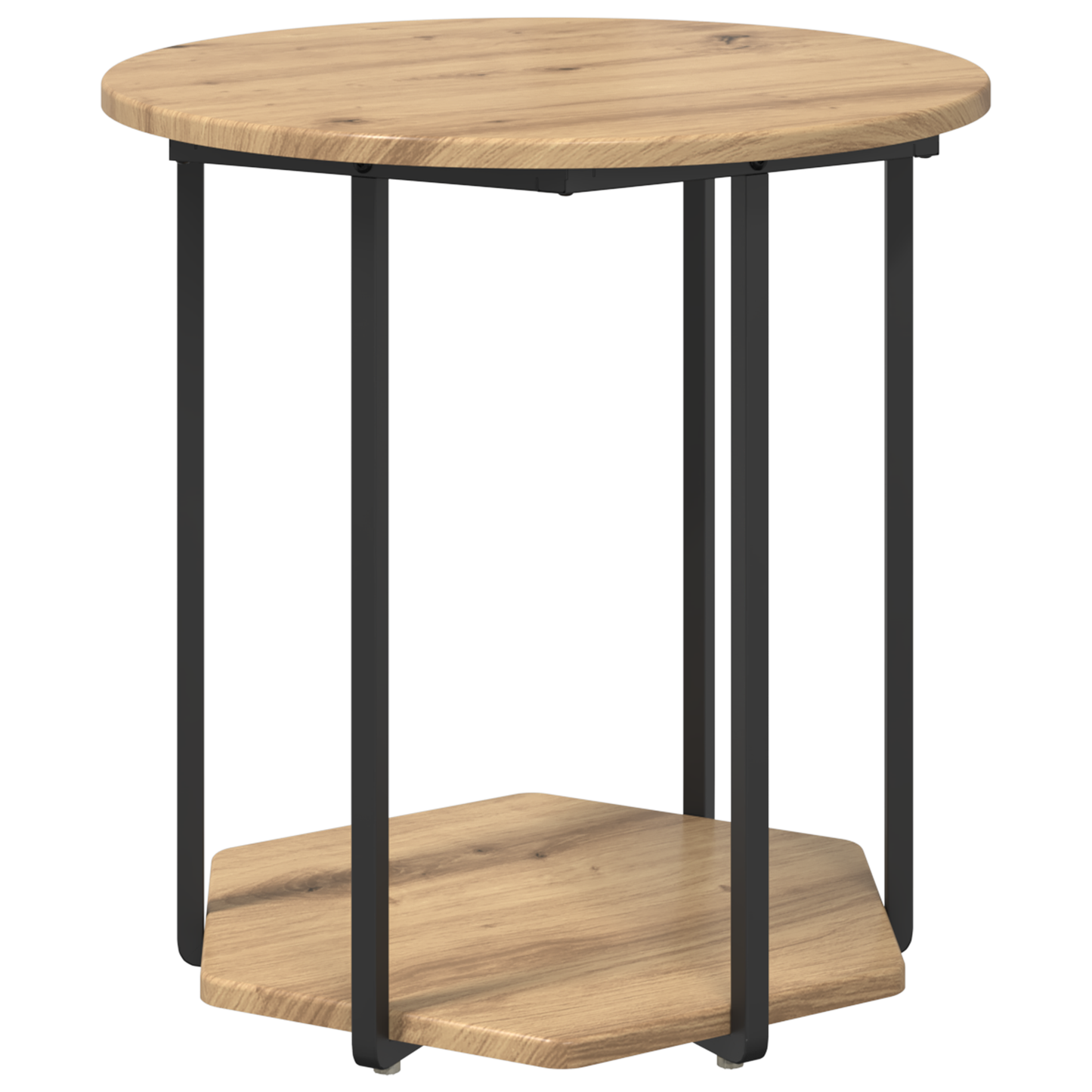 Sidebord 2 Stk I Artisan Egetræ, Træ Med Metal