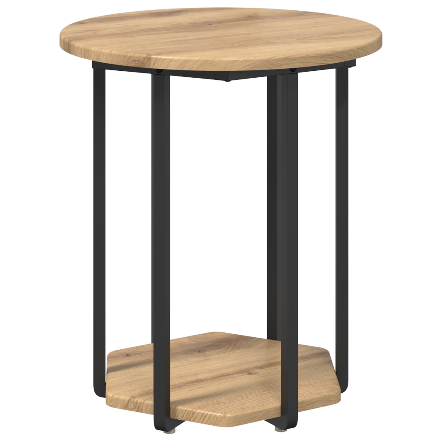 Sidebord 2 Stk I Artisan Egetræ, Træ Med Metal