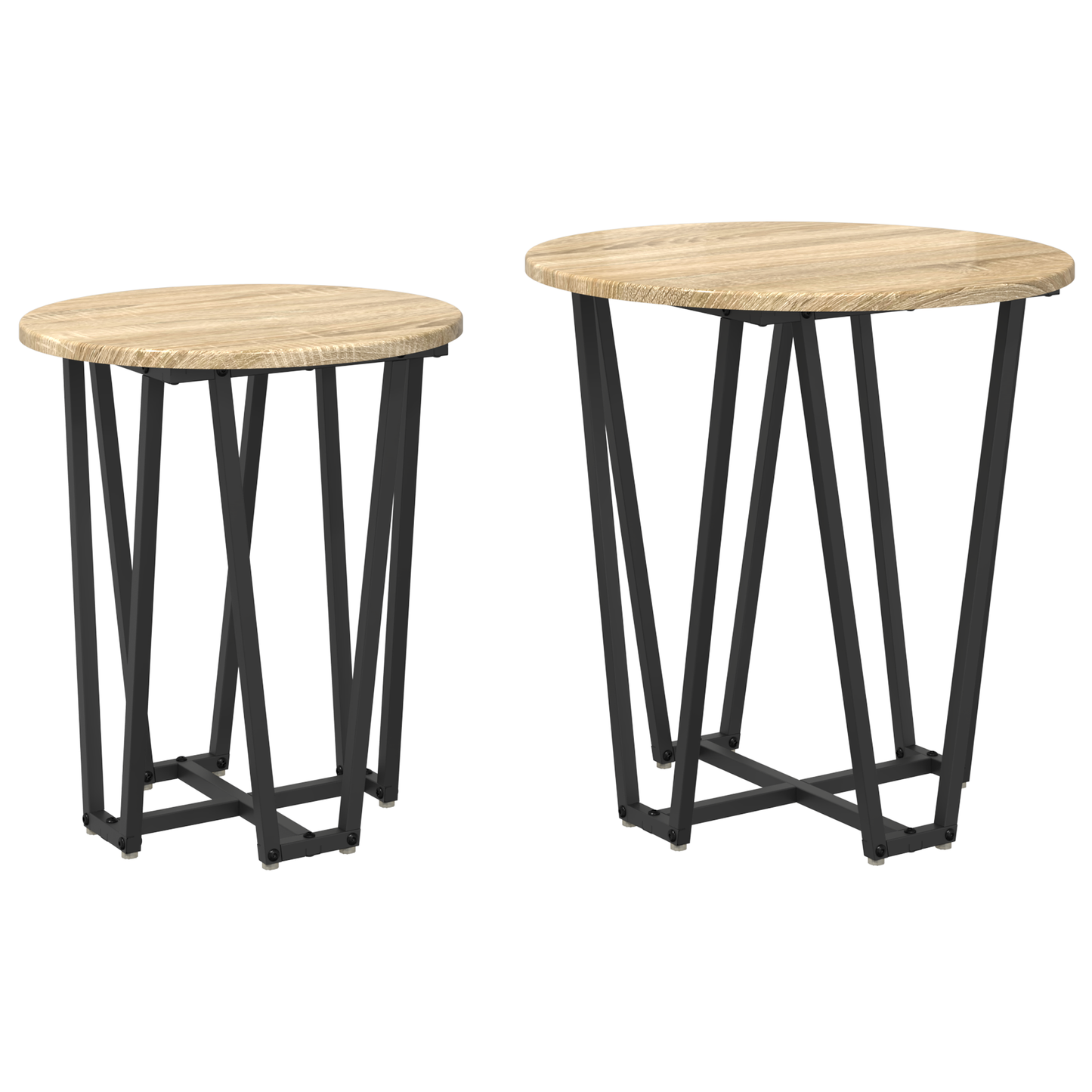 Sidebord 2 Stk Sonoma Eg, Lavet Af Konstrueret Træ Og Metal