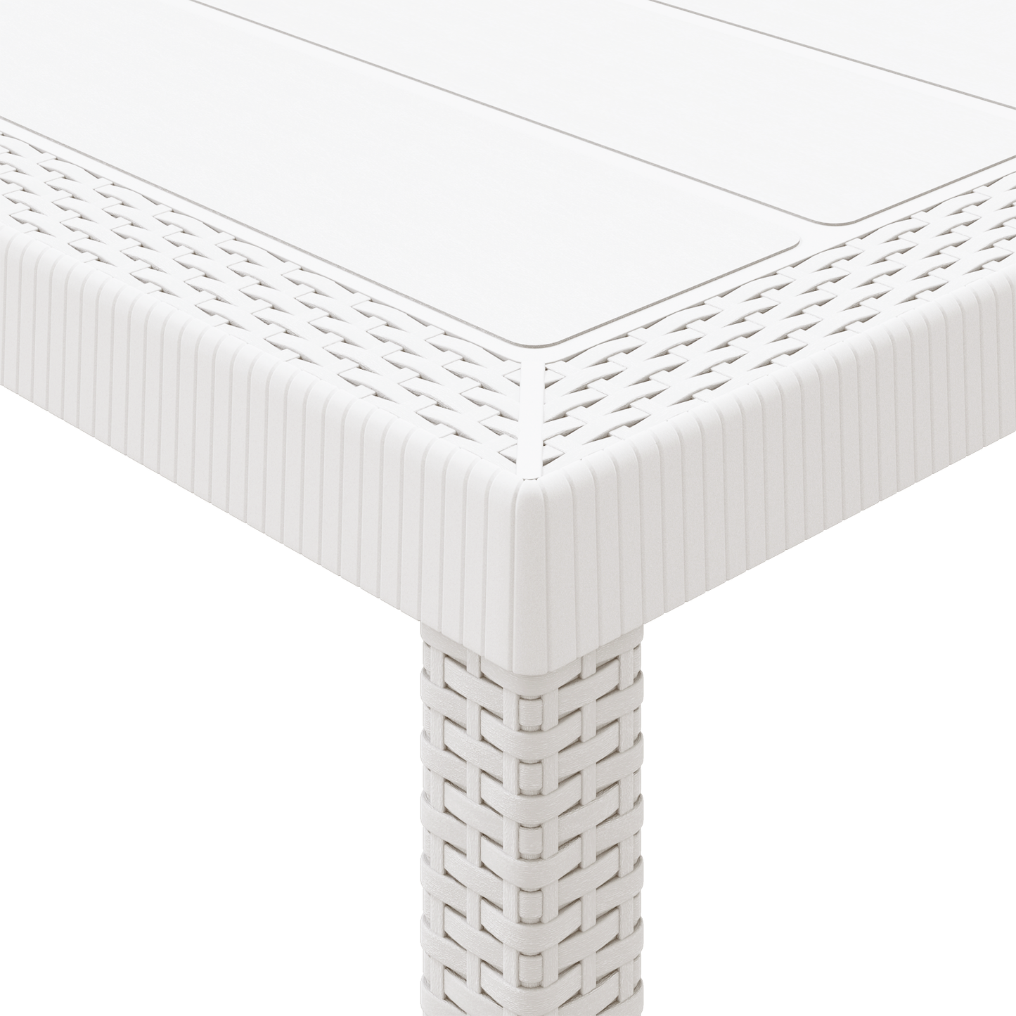 Havebord Hvid 100X100X73 Cm Poly Rattan