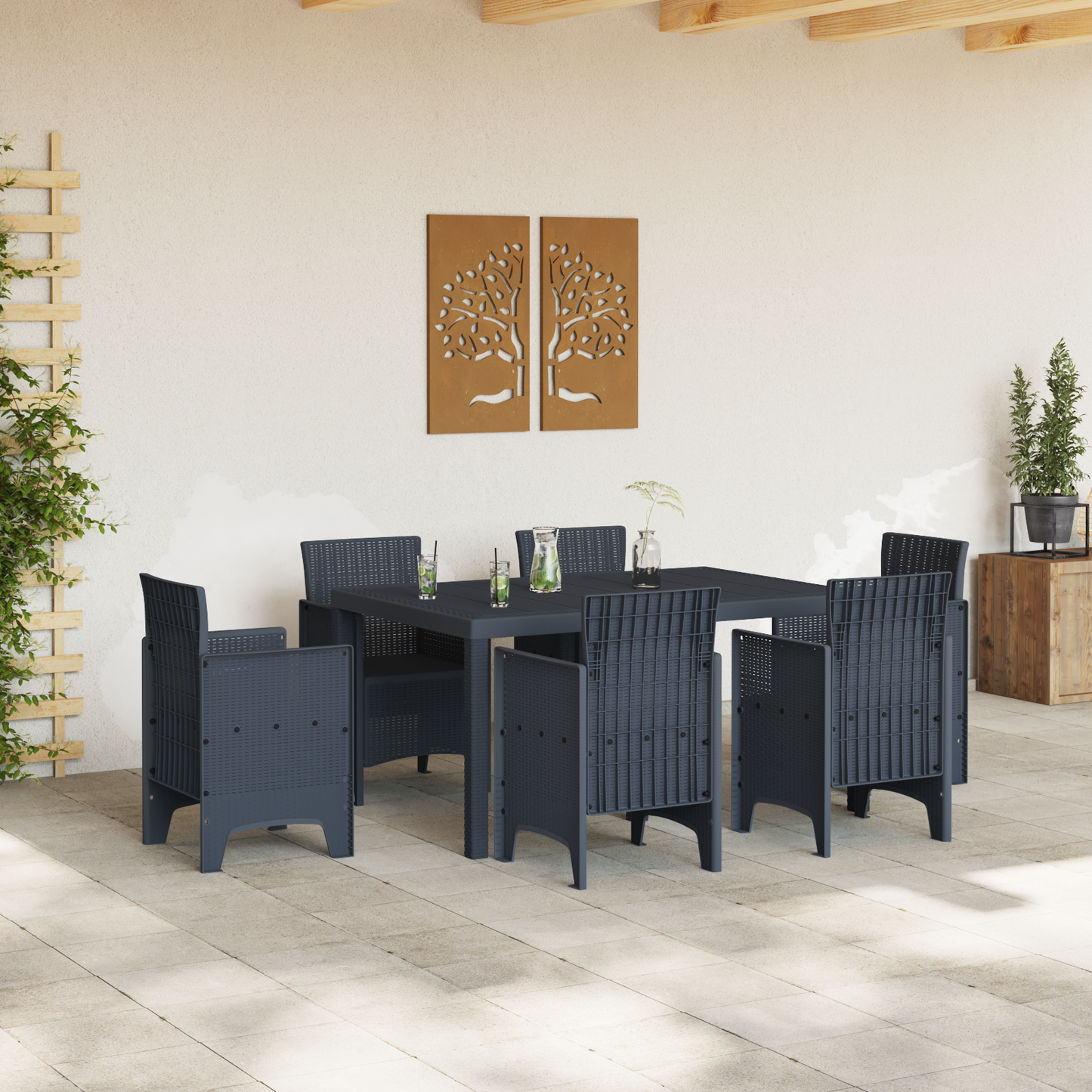 Havebord Antracitgrå 150X100X73 Cm Poly Rattan