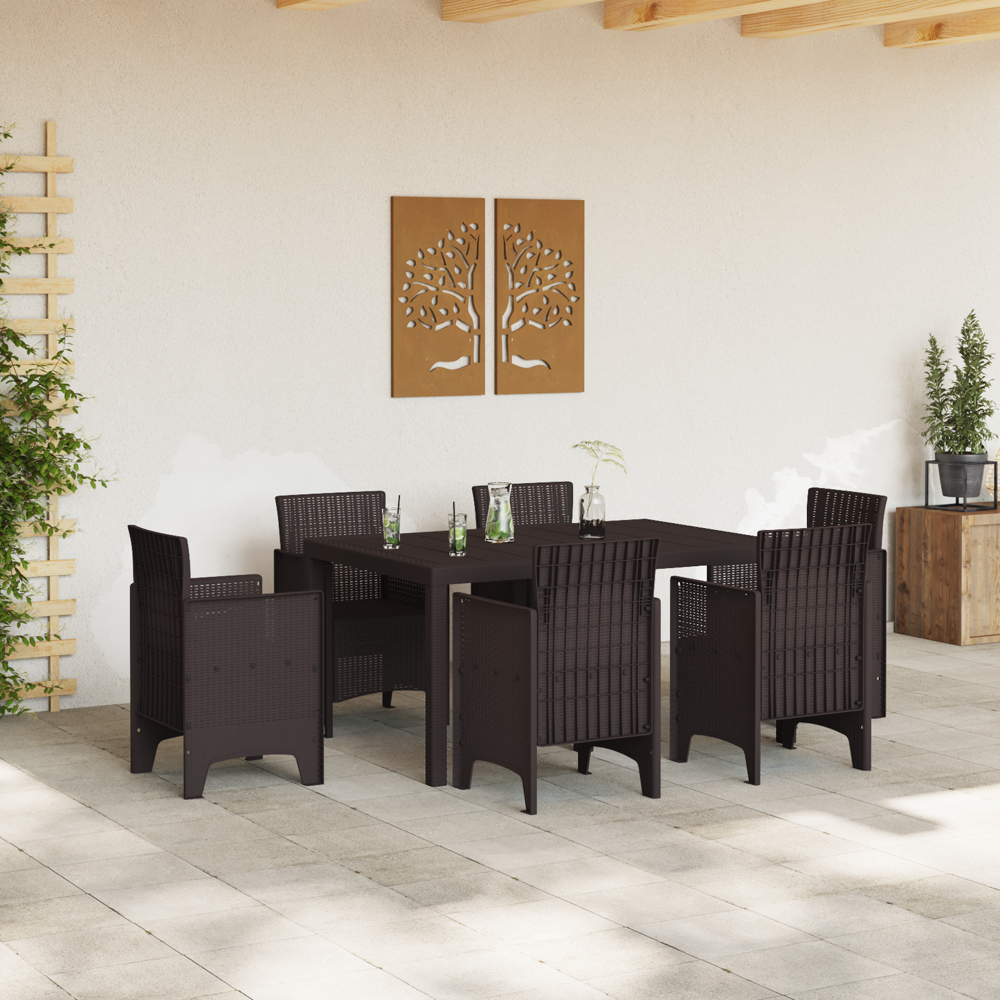 Havebord Brun 150X100X73 Cm Poly Rattan