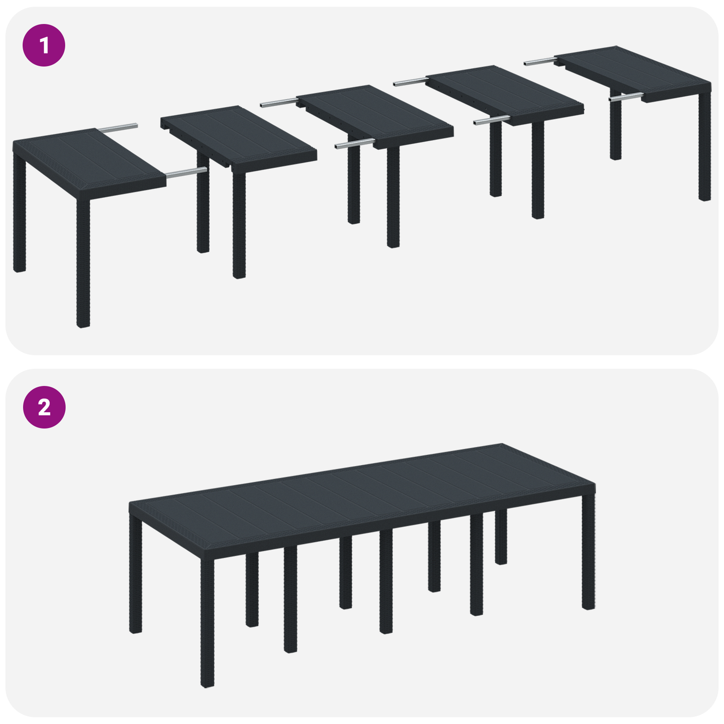 Havebord Antracitgrå 250X100X73 Cm Poly Rattan