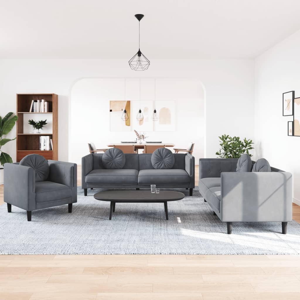 Sofasæt 3 Dele Med Puder Velour