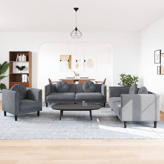 Sofasæt 3 Dele Med Puder Velour